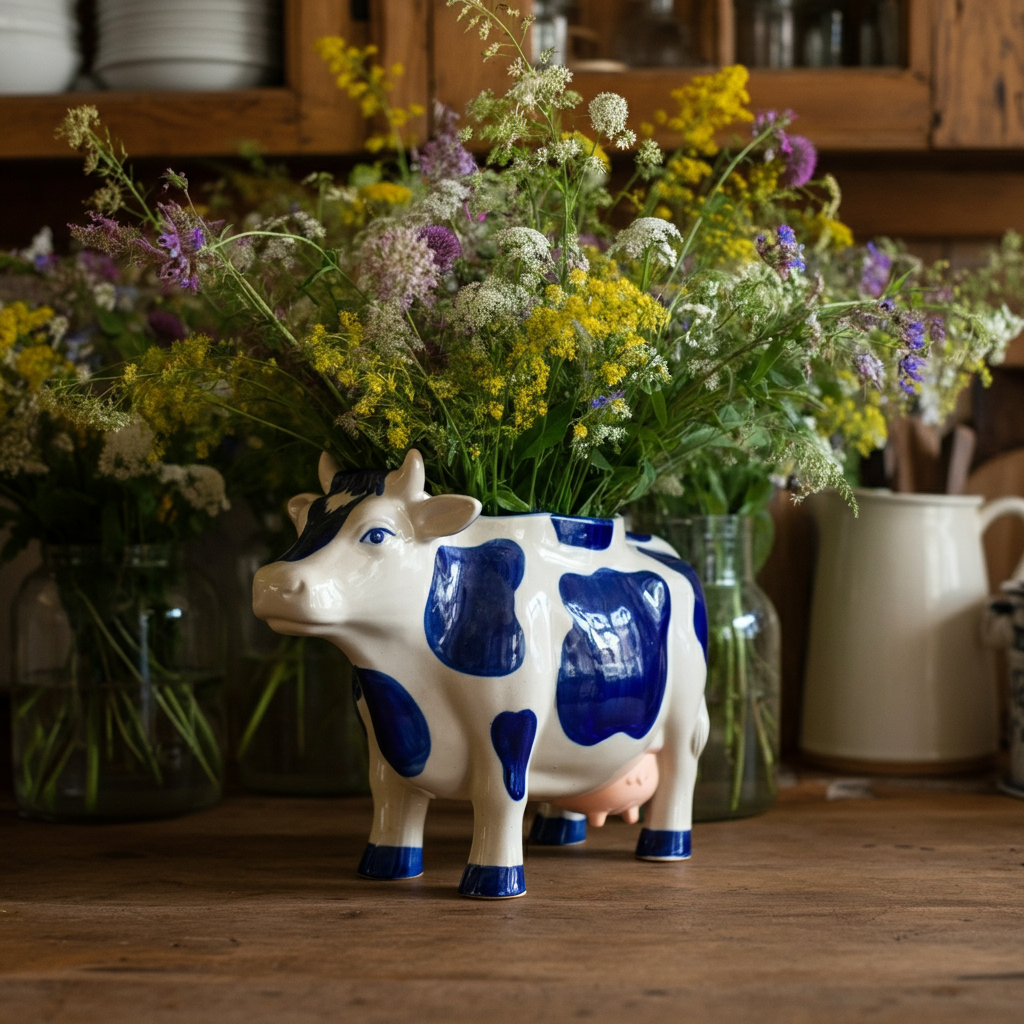 Blue Cow Jug